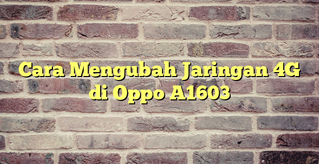 Cara Mengubah Jaringan 4G di Oppo A1603