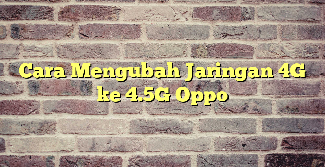 Cara Mengubah Jaringan 4G ke 4.5G Oppo
