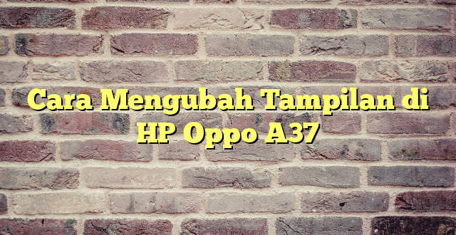 Cara Mengubah Tampilan di HP Oppo A37